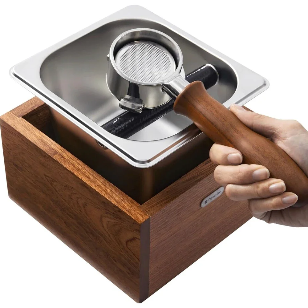 Solid Wood and Stainless Steel Espresso Knock Box NEW